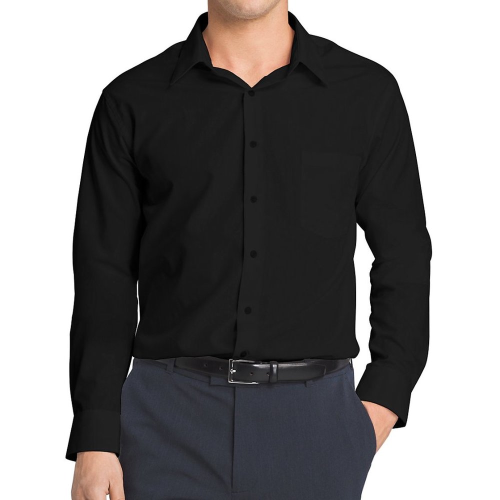 Van Heusen Men's Dress Shirt Regular Fit Poplin Solid Black 16  32/33